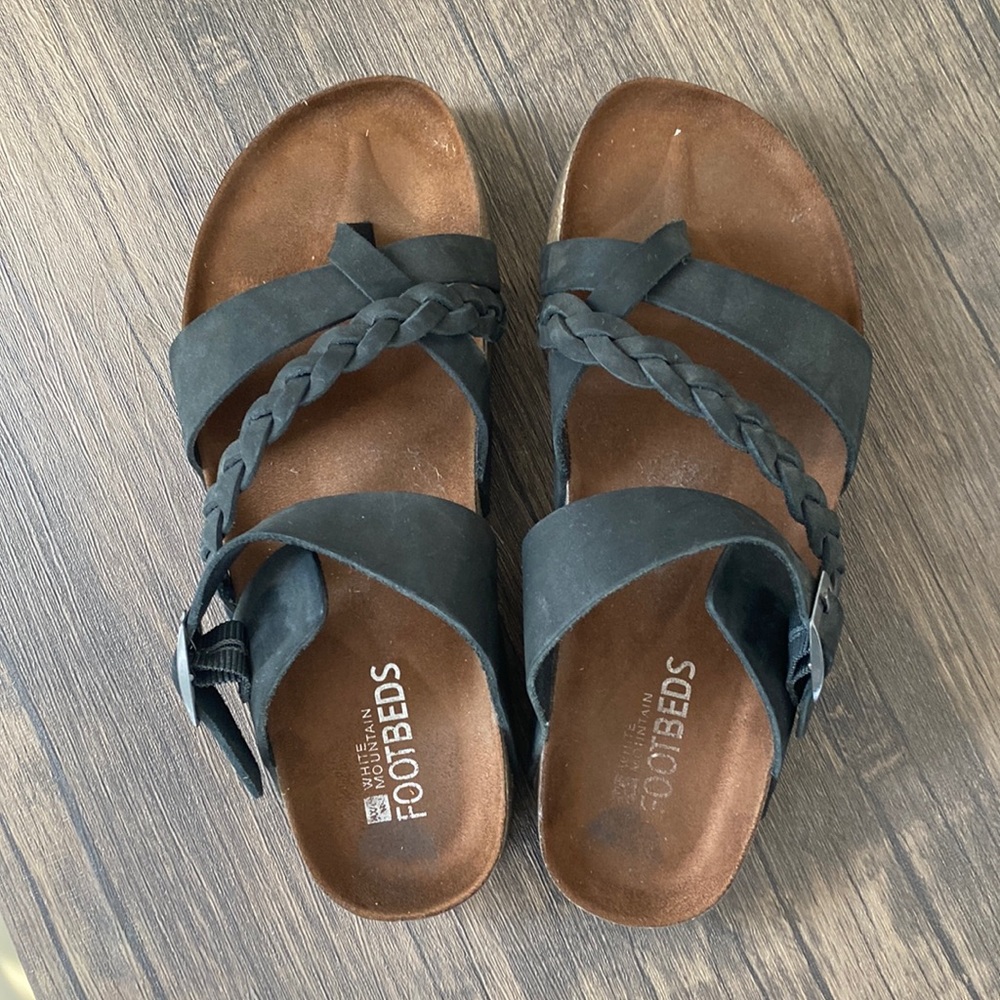 White Mountain Footbeds Black Sandals